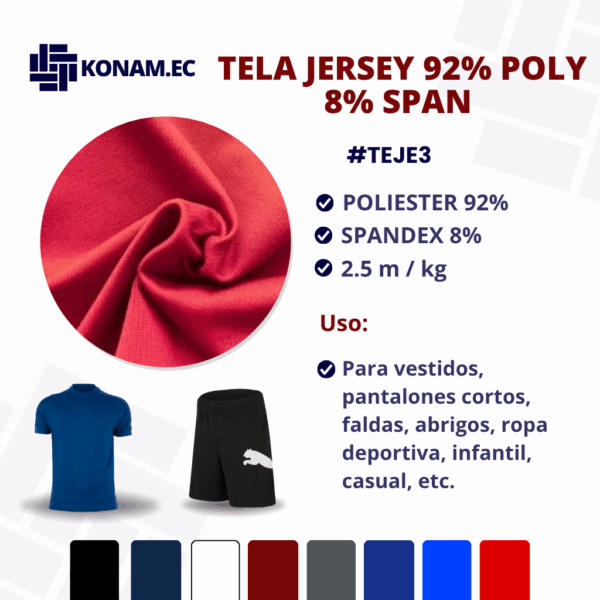 TELA JERSEY 92% Poly 8% Span #TEJE3