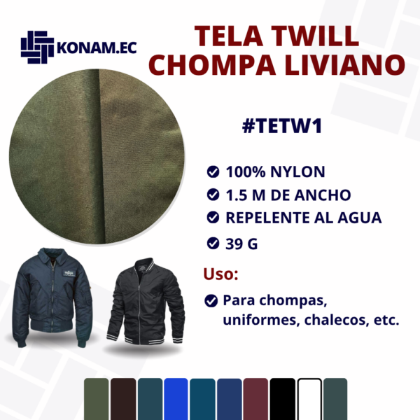 TELA TWILL CHOMPA LIVIANO #TETW1