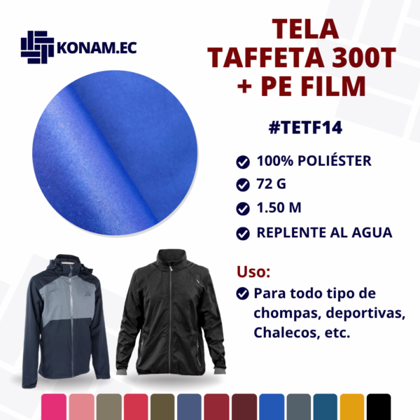 TELA TAFFETA 300T PE FILM #TETF14