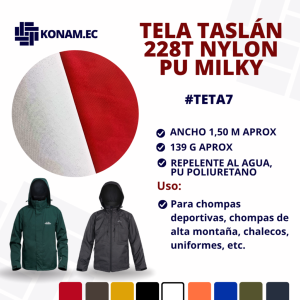 TELA TASLAN 228T NYLON PU MILKY  #TETA7