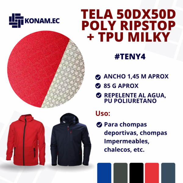 TELA 50Dx50D POLY Ripstop + TPU Milky #TENY4