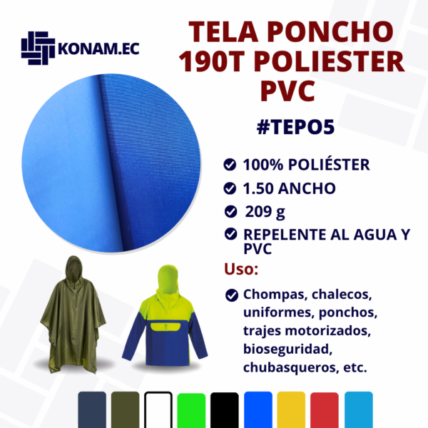 TELA PONCHO 190T POLIESTER PVC #TEPO5