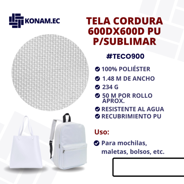 TELA CORDURA 600DX600D PU P/SUBLIMAR #TECO900