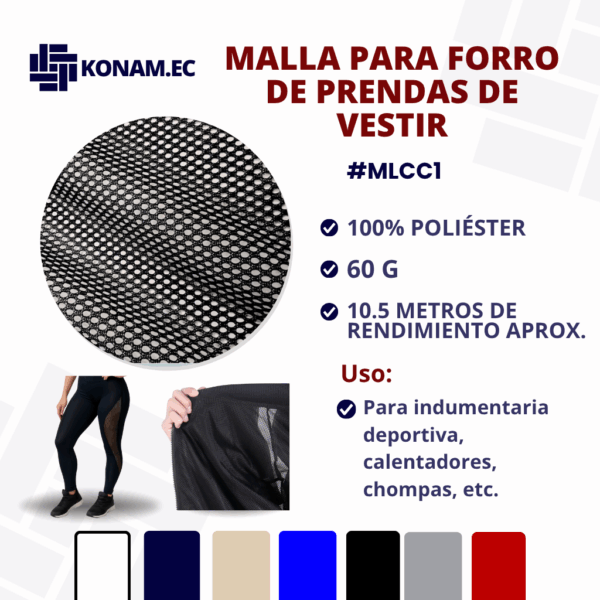 MALLA PARA FORRO DE PRENDAS DE VESTIR  #MLCC1
