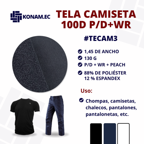 TELA CAMISETA 100D P/D+WR #TECAM3