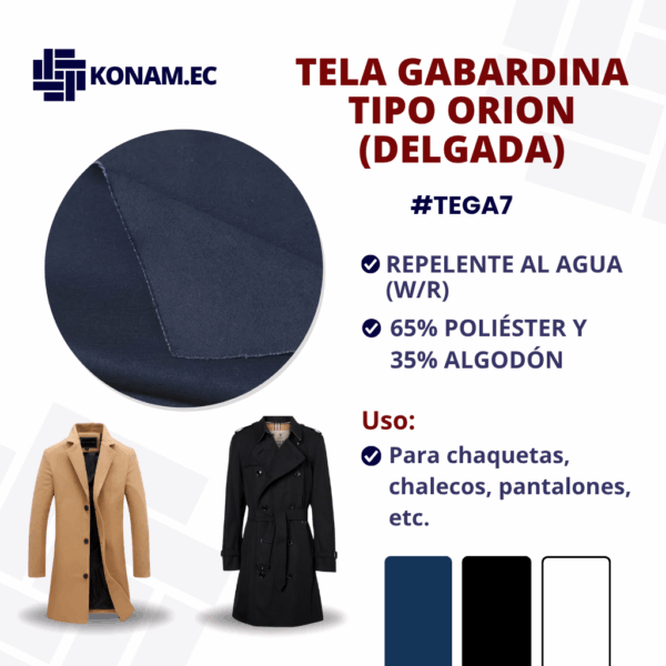 TELA GABARDINA TIPO ORION (DELGADA) #TEGA7