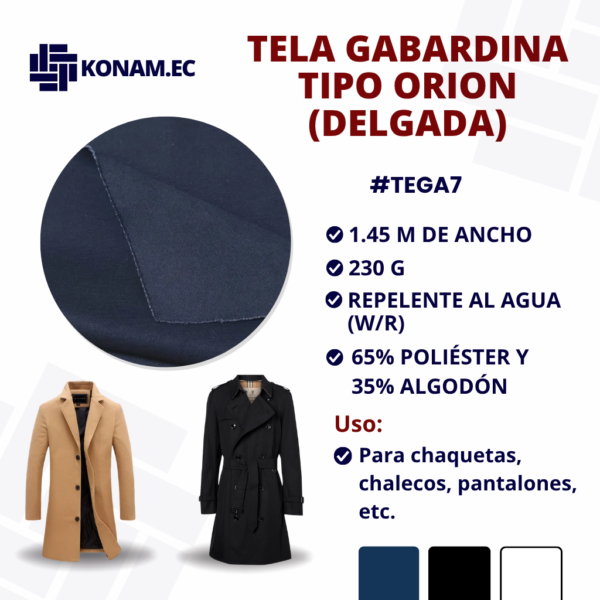 TELA GABARDINA TIPO ORION (DELGADA) #TEGA7
