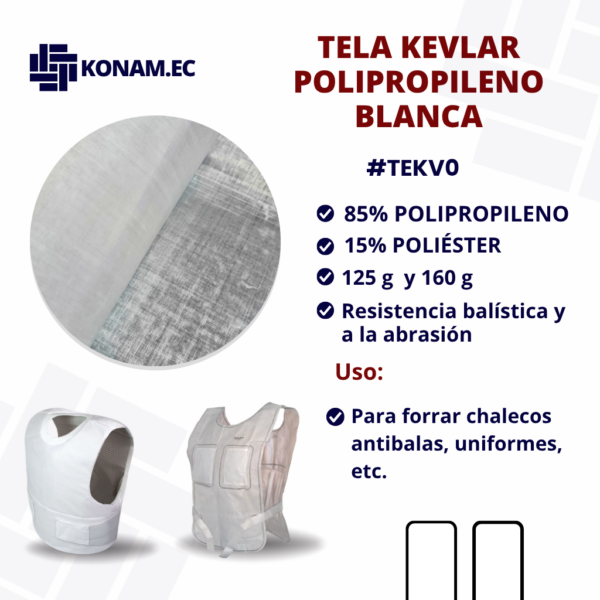 TELA KEVLAR POLIPROPILENO BLANCA #TEKV0