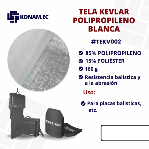 TELA KEVLAR POLIPROPILENO BLANCA #TEKV002