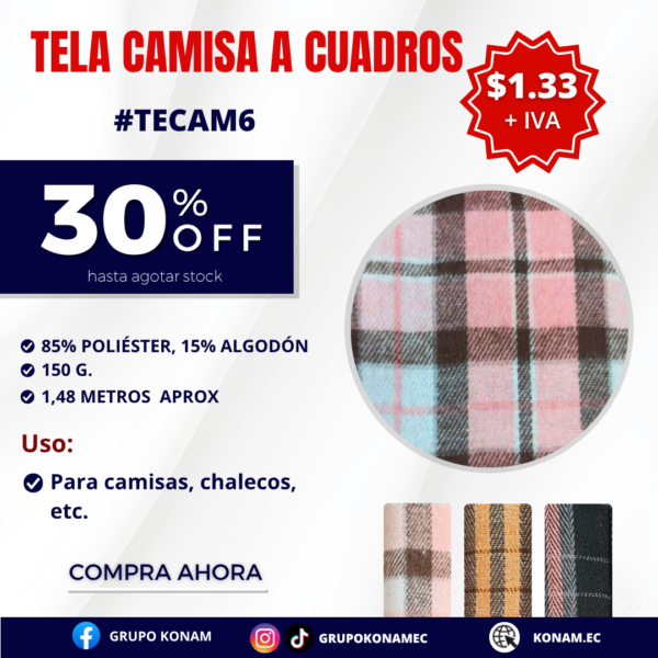 TELAS A CUADROS 150G #TECAM6- 30% OFF