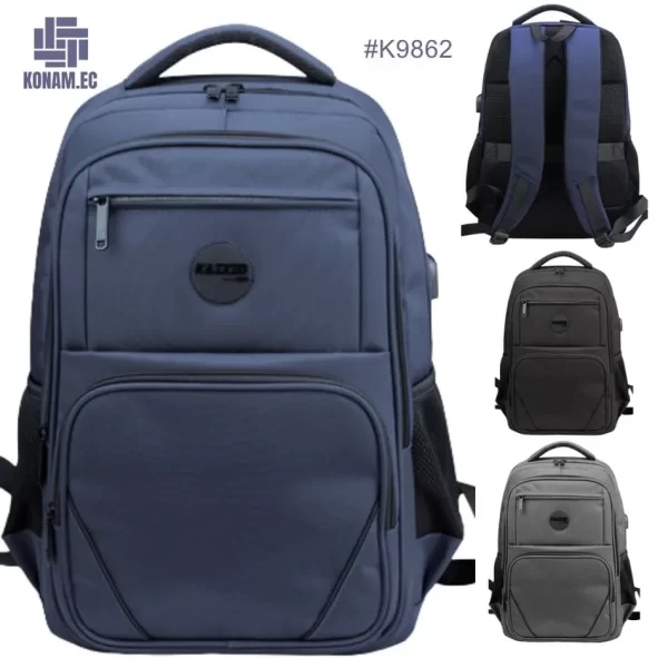 mochila kaixio porta laptop azul marino negro plomo por mayor ecuador #K9862 (1)