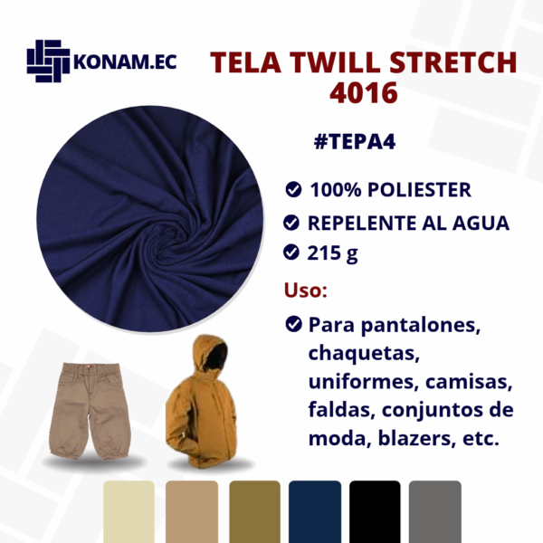 TELA TWILL STRECH 220 G #4016 #TEPA4