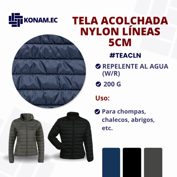 TELA ACOLCHADA NYLON LÍNEAS 5CM #TEACLN