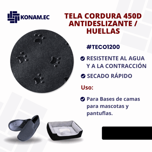 TELA CORDURA 450D ULY Antideslizante / Diseño de huellas #TECO1200