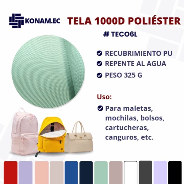 TELA 1000D Poliéster PU WR 325G Maletería #TECO6L