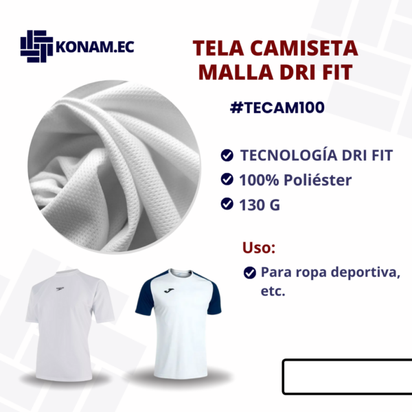 TELA CAMISETA MALLA DRI FIT Por Mayor #TECAM100