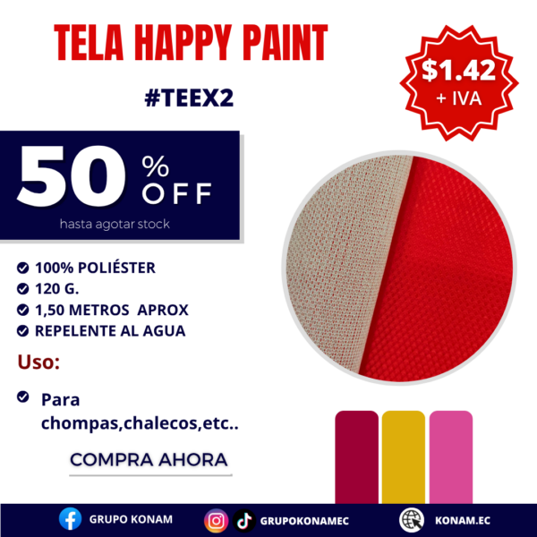 TELA HAPPY PAINT REPELENTE #TEEX2 -50 OFF