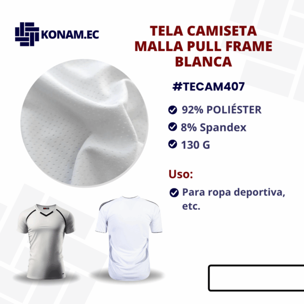 TELA CAMISETA MALLA PULL FRAME BLANCA #TECAM407