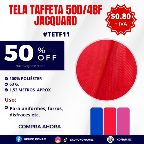 TELA TAFFETA 50D/48 JACQUARD #TETF11 -50% OFF