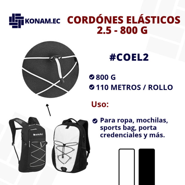 CORDONES ELÁSTICOS 2.5 - 800 G #COEL2