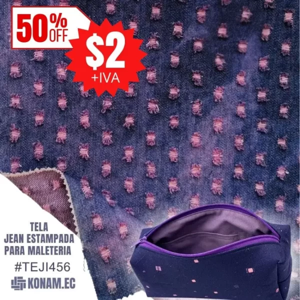 tela jean estampada morado maleteria TEJI456 2