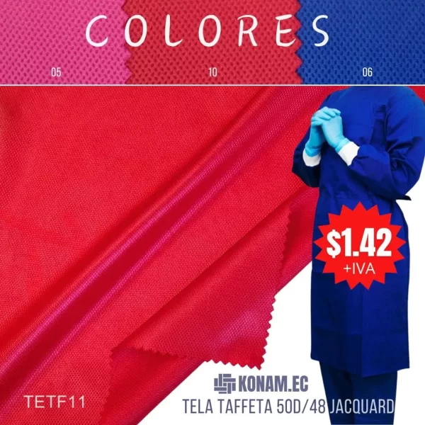 TELA TAFFETA 50D/48 JACQUARD Oferta $1.42 #TETF11