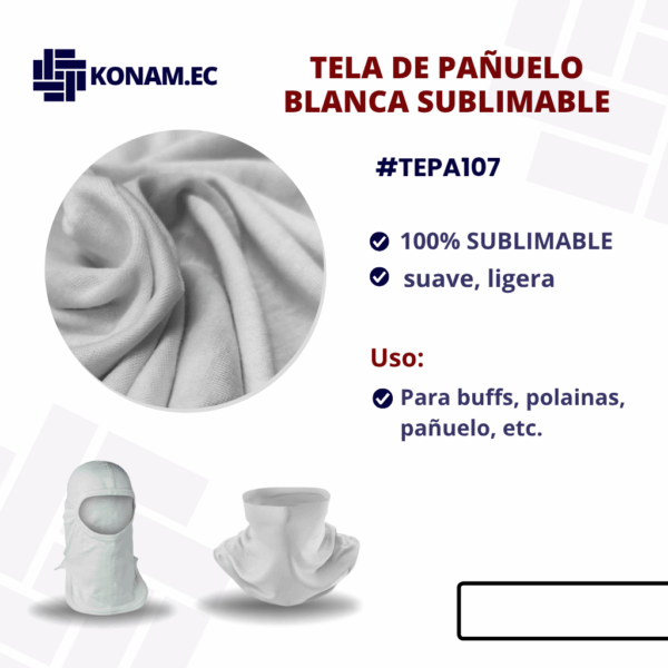 TELA DE PAÑUELO BLANCA SUBLIMINABLE #TEPA107