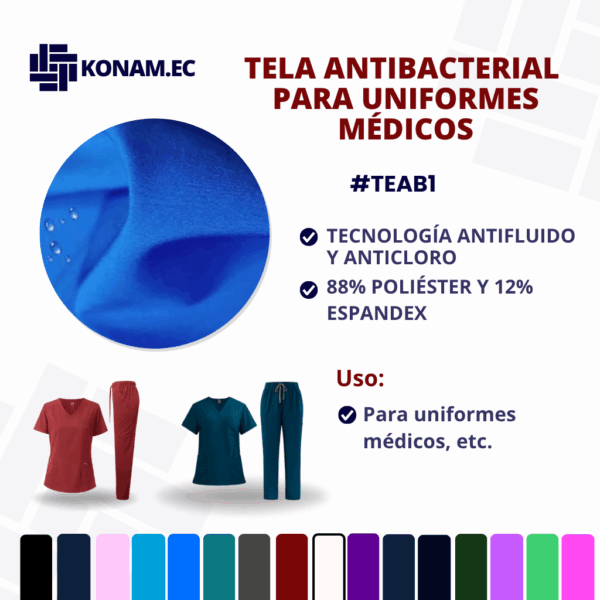 TELA ANTIBACTERIAL PARA UNIFORMES MEDICOS #TEAB1