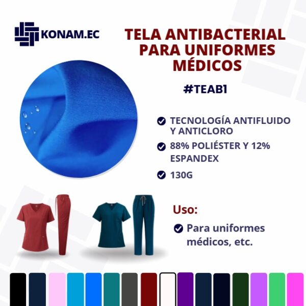 TELA ANTIBACTERIAL PARA UNIFORMES MEDICOS #TEAB1