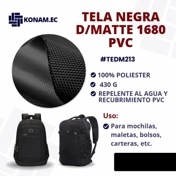 TELA NEGRA D/MATTE 1680 PVC #TEDM213