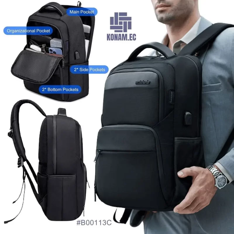 mochila negra porta laptop resistente al agua al por mayor en ecuador #B00387 quito proveedores (1)