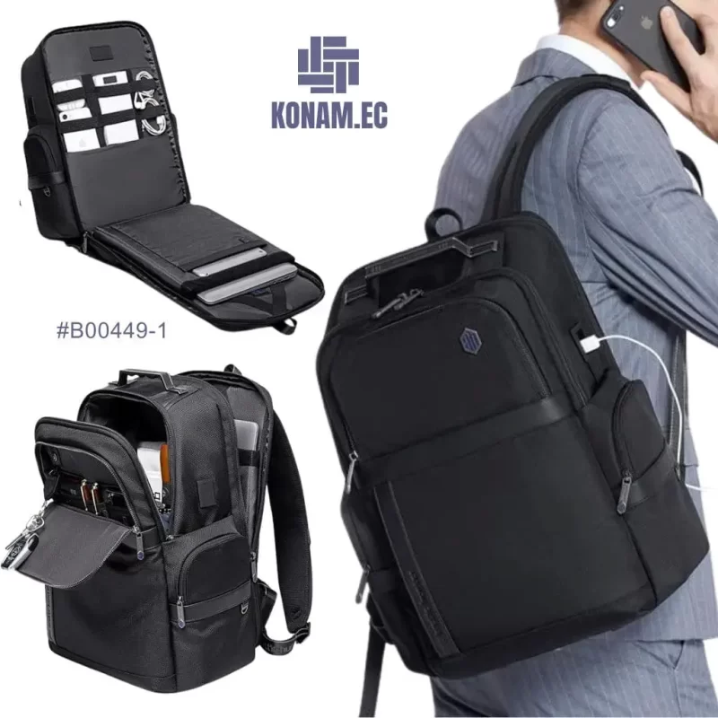 mochila porta laptop resistente al agua al por mayor en ecuador #B00449-1 negro quito importadores (1)