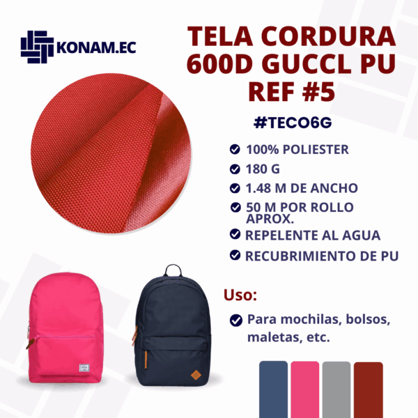 TELA CORDURA 600D GUCCL PU REF #5 Por Mayor #TECO6G