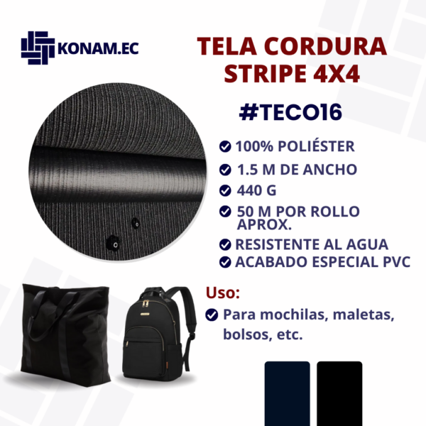 TELA CORDURA STRIPE 4X4 440G Por Mayor #TECO16