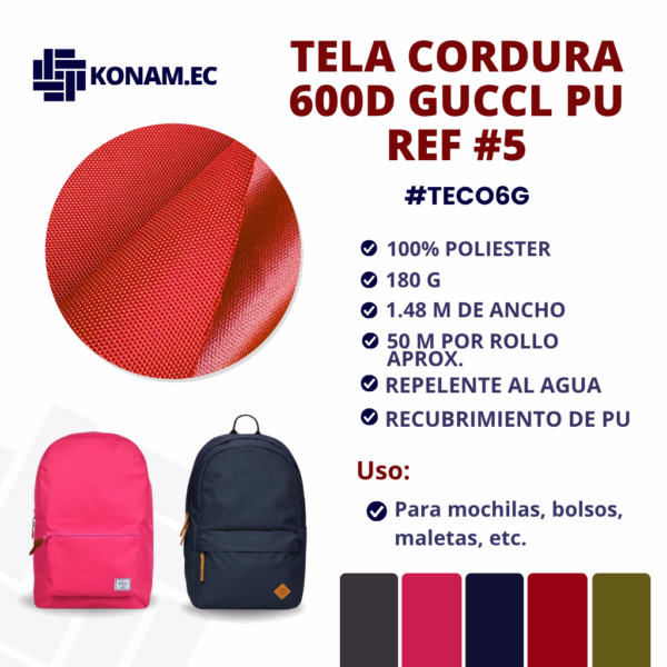 TELA CORDURA 600D GUCCL PU REF #5 Por Mayor #TECO6G