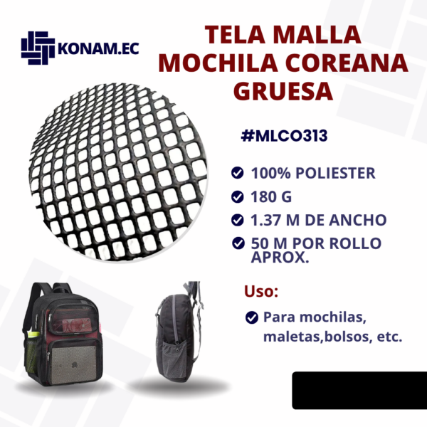 MALLA COREANA GRUESA NEGRA #MLCO313