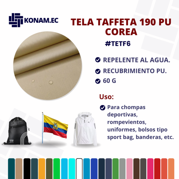 TELA TAFFETA 190 PU COREA Por Mayor #TETF6