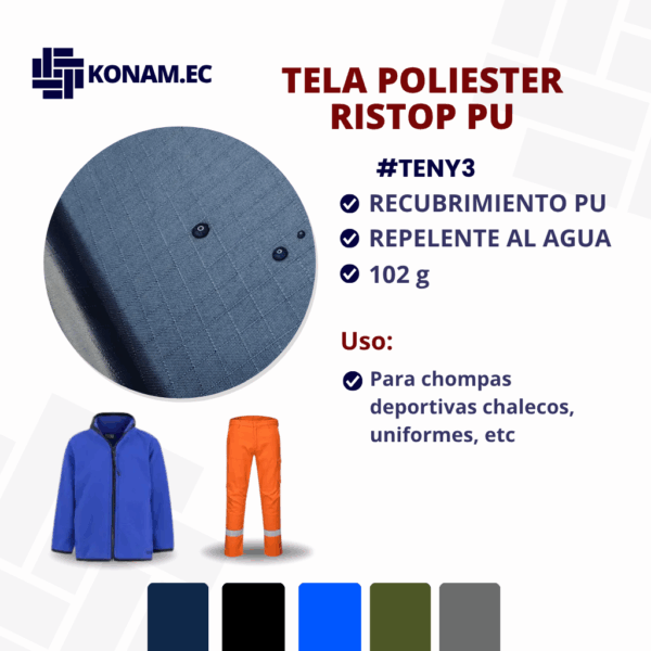 TELA POLIESTER RISTOP PU Por Mayor #TENY3