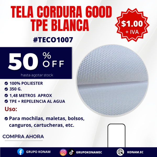 TELA CORDURA 600D TPE #TECO1007 -50% OFF
