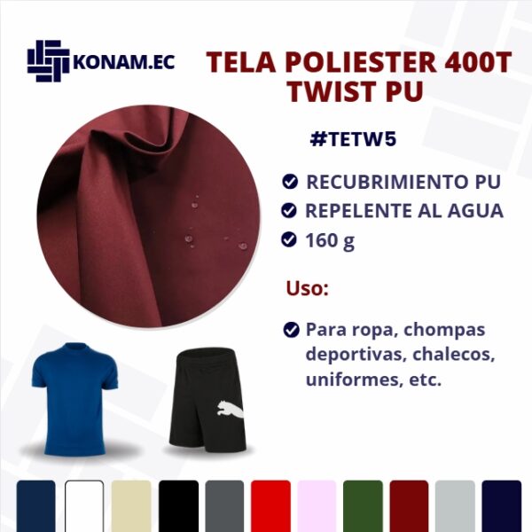 TELA POLIESTER 400T TWIST PU WR Por Mayor #TETW5
