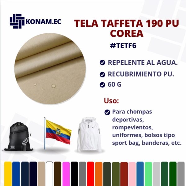 TELA TAFFETA 190 PU COREA Por Mayor #TETF6
