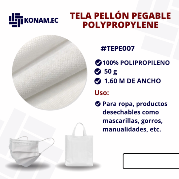 TELA PELLÓN PEGABLE POLYPROPYLENE #TEPE007