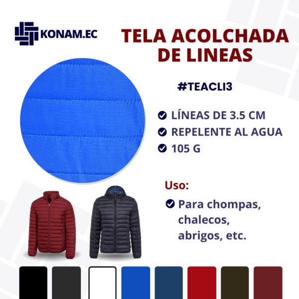 TELA ACOLCHADA 105G LÍNEAS 3.5CM  #TEACLI3