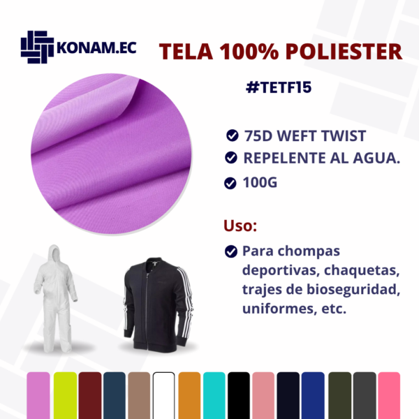 TELA 100% POLIESTER 75D WEFT TWIST Por Mayor #TETF15