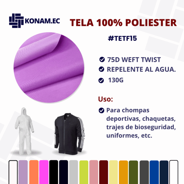 TELA 100% POLIESTER 75D WEFT TWIST Por Mayor #TETF15