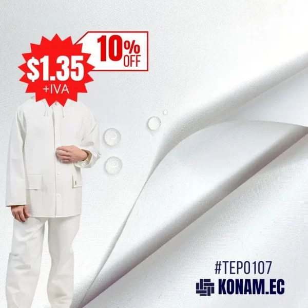tela poncho 180t poliester PVC blanco TEPO107 por mayor ecuador 1.35 para chubaqueros oferta