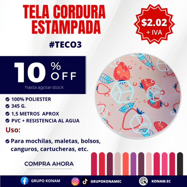 TELA CORDURA TAIWAN ESTAMPADA #TECO3 -10% OFF