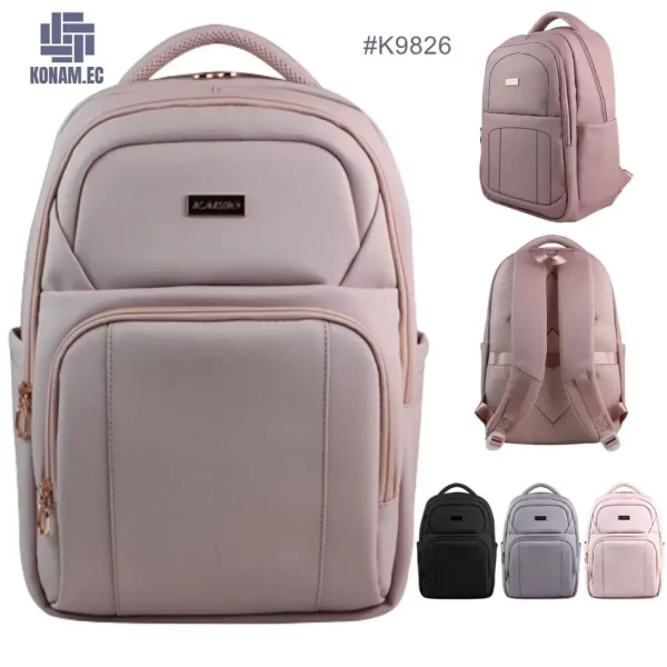 _mochila porta laptop kaixio rosa, lila, negro por mayor ecuador #K9826