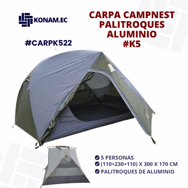 CARPA CAMPNEST 5 PERSONAS PALITROQUES ALUMINIO #CARPK522