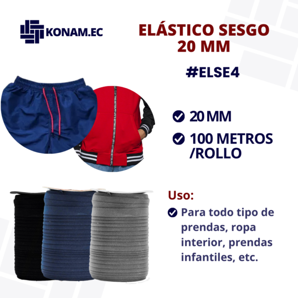 ELÁSTICO SESGO 20m 100 METROS/ROLLO #ELSE4